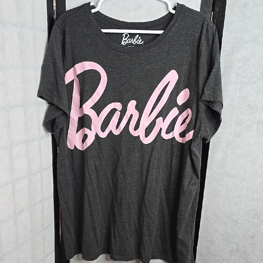 Barbie Women's Gray and Pink T-Shirt